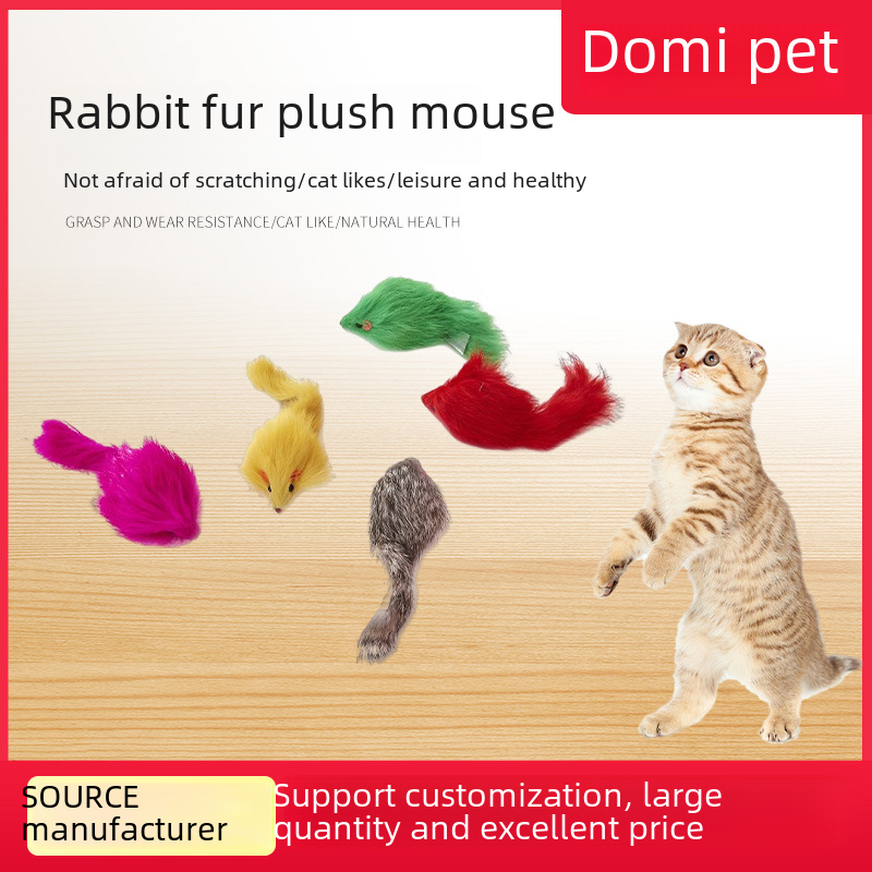 Wholesale Rabbit Skin Plush Mouse Toy Multicolor Pet Cat Toy Tease Cat Chasing Interactive  Mouse Tease Cat Mouse_voghion.com