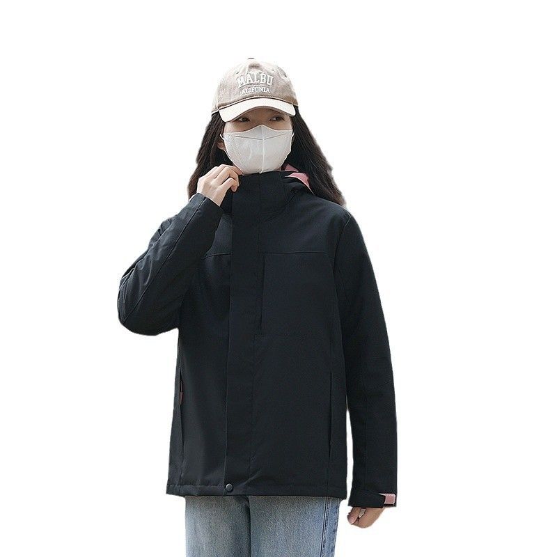 Giacca da trekking con cappuccio staccabile, tinta unita, antivento e impermeabile, alla moda, per sport all'aria aperta, primavera e autunno_voghion.com