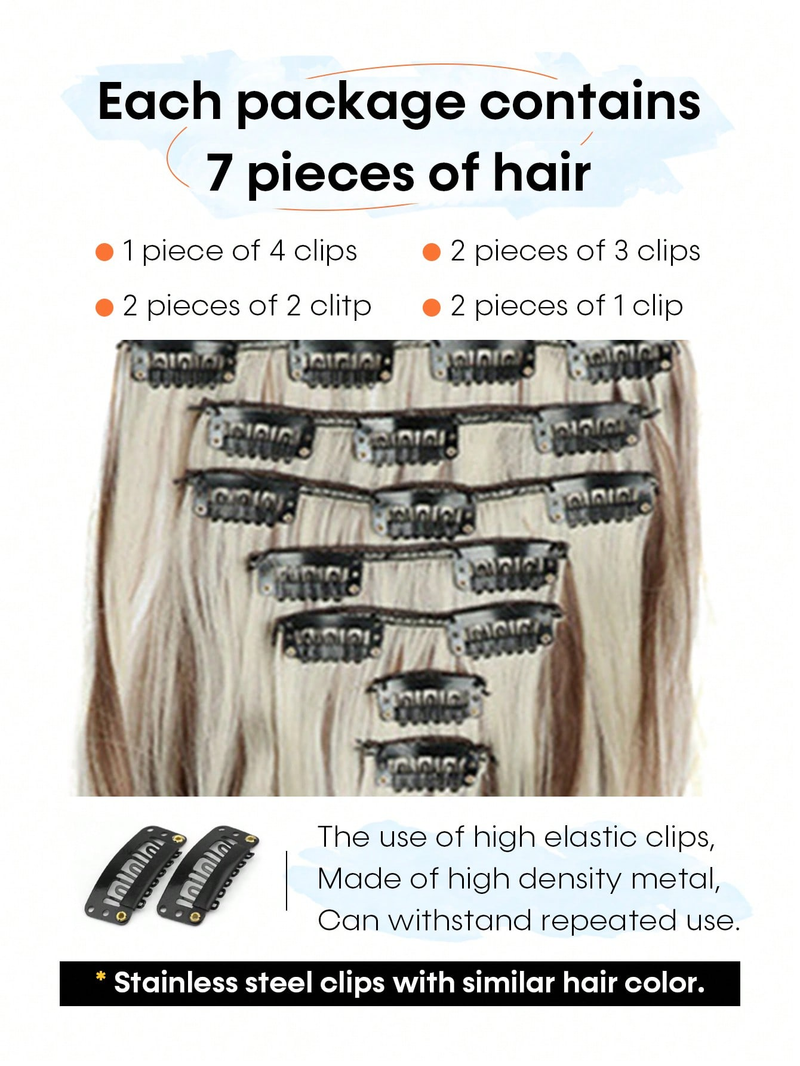 Clip per parrucchino da 22 pollici ad alta temperatura con estensione ondulata lunga 7 pezzi/set nelle estensioni dei capelli sintetici per le donne_voghion.com