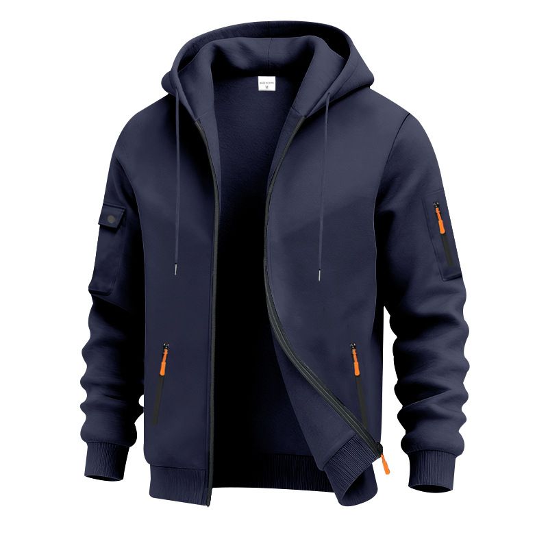 Felpa con cappuccio e zip in pile pesante da uomo - Giacca da lavoro invernale con vestibilità ampia, calda felpa a maniche lunghe per pendolari e abbigliamento casual_voghion.com