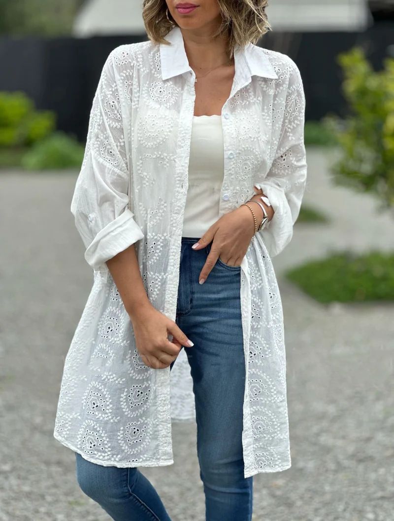 Oversized Damen-Trenchcoat – Langärmlige, bestickte Polyesterjacke mit Schnürung, klassischer Hemdkragen, Größen S–5XL_voghion.com