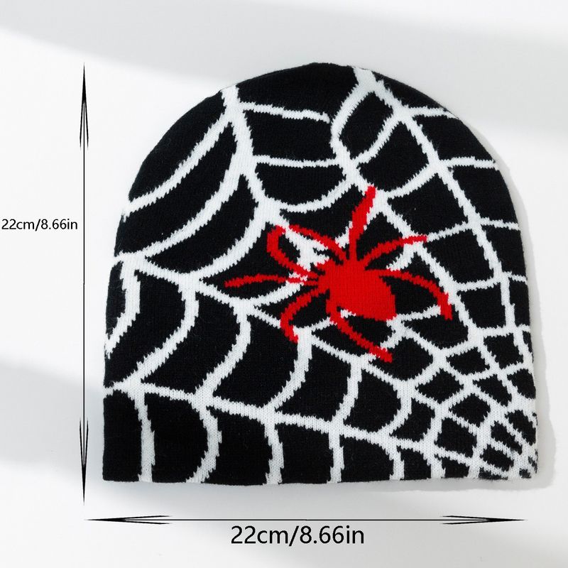 Spiderweb Knit Beanie – Trendy Jacquard Winter Hat With Unique Web Design, Stretchy Acrylic Unisex Cold Weather Cap Jacquard Cold Hat_voghion.com