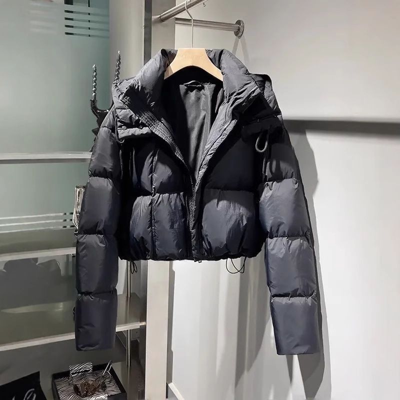 Giacca con cappuccio spessa e calda in piumino, nuovo modello invernale da donna di alta qualità con blocchi di colore, stile corto famoso su Internet, ampia_voghion.com