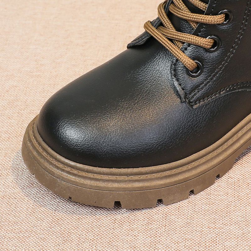 Jungen Martin Single Mädchen Herbst Winter Neue Kinder Schnee Echtes Leder Baumwolle Schuhe Kurze Stiefel_voghion.com