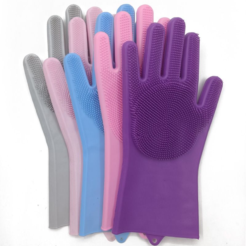 Silicone Household Waterproof Kitchen Cleaning Tool Durable Anti-scald Dishwashing Gloves_voghion.com