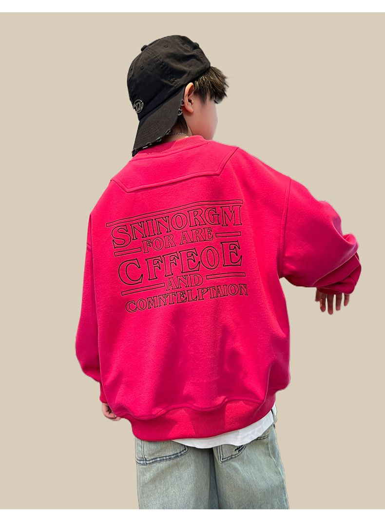 Trendy brand 2024 autumn new product letter embroidered boys' long sleeved Korean version children's hoodie trendy cool_voghion.com