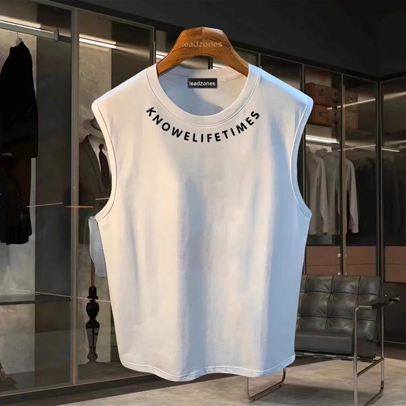 Gilet de sport pour homme, vêtement d'été ample, sans manches, tendance, décontracté, épaules larges_voghion.com