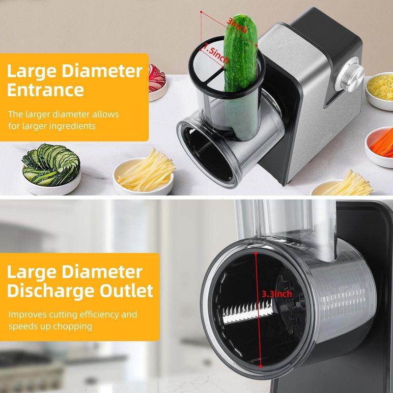 Elektrische groentesnijder van roestvrij staal, multifunctionele kaasrasp, salademaker, wortel, aardappel, ui, wortel, komkommer, rasp_voghion.com