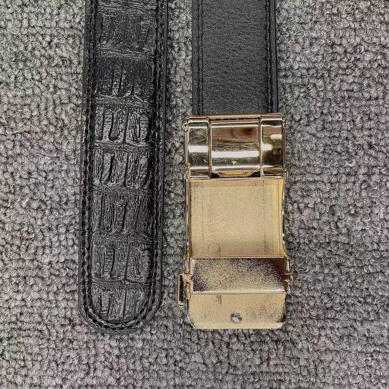 Belt Men's alligator pattern automatic buckle Men's belt Simple casual high-end men's belt_voghion.com