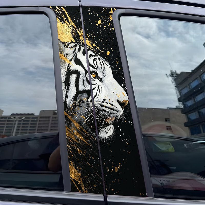 Pellicola protettiva per adesivo per montante centrale auto, motivo tigre bianca, antigraffio, decorazione creativa personalizzata_voghion.com