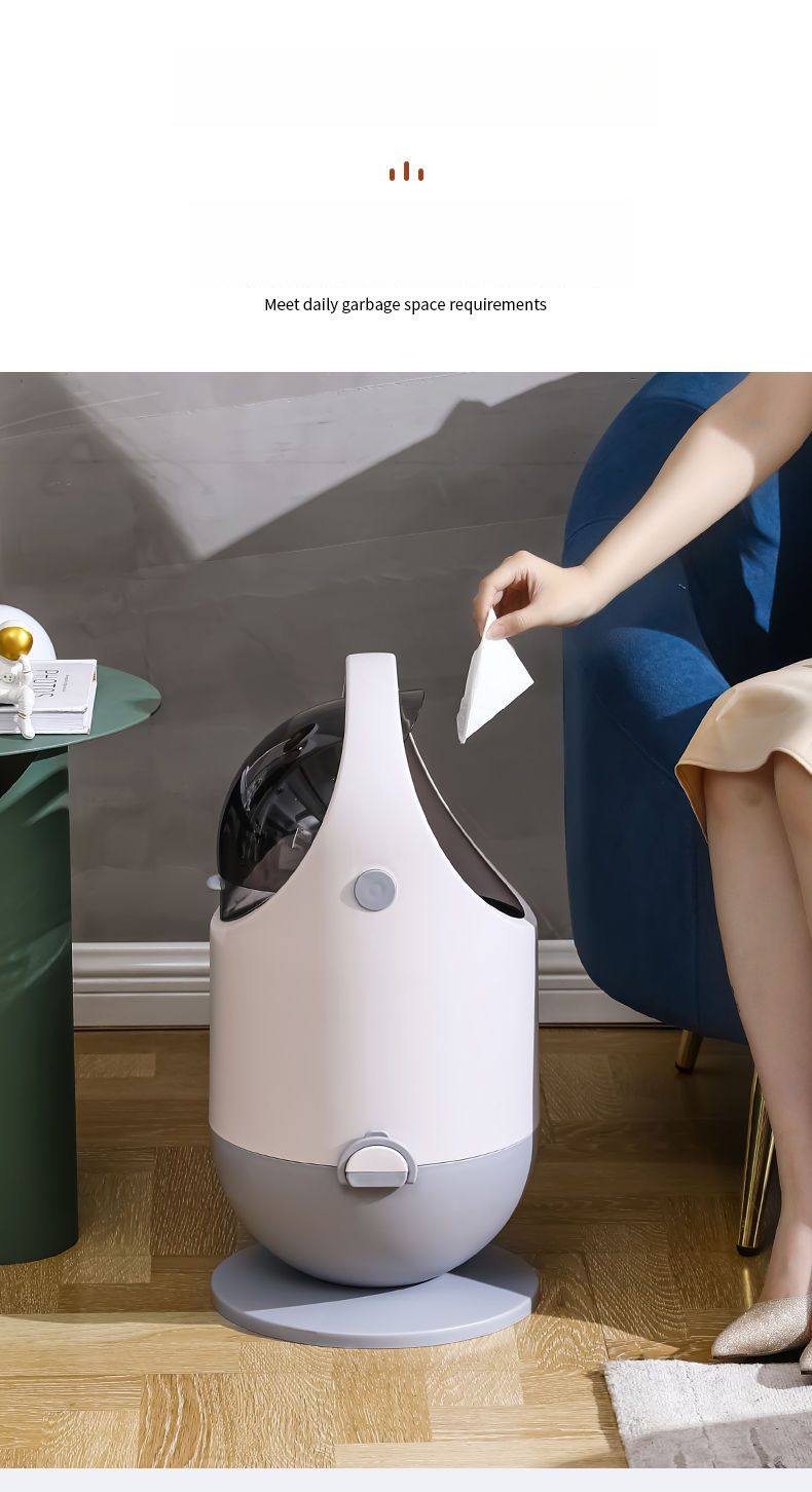 Flip-top Trash Can Household Bathroom Wastebasket Kitchen Living Room Astronaut Robot Toilet Paper Basket_voghion.com