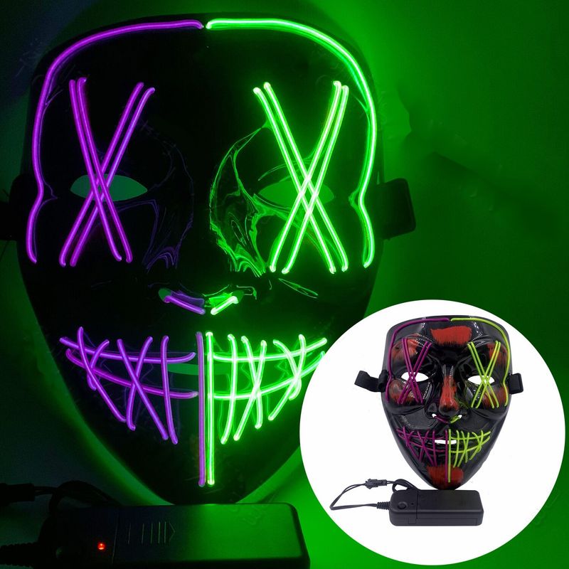 Cold Light Halloween Mask LED Luminous Black V Mask Ghost Step Dance Cold Light Mask_voghion.com