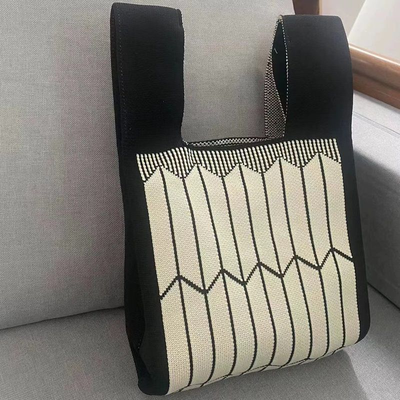 ins Panda Borsa a mano Borsa da donna Borsa in maglia Borsa a secchiello in lana con regalo a mano Borsa tote Borsa per il pranzo in scatola_voghion.com