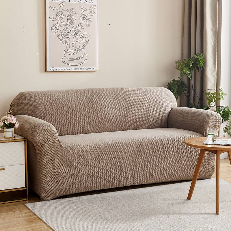 Sofabezug für Einzel- und Doppelsitze in kleinen Wohnungen, Schlafzimmern, Mietzimmern, Polarfleece, Jacquard-Sofabezug mit verwobenem Muster_voghion.com