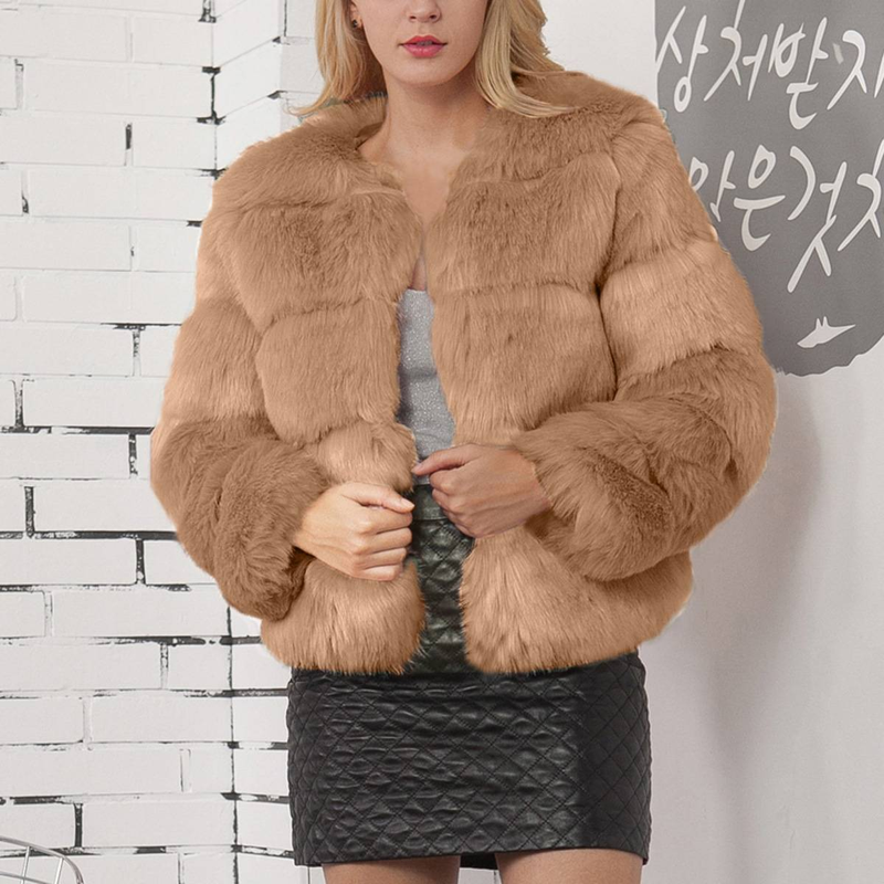 Damenbekleidung Mode lässig Damen kurze Pelzjacke Top Damen Cheng Juan Plüschjacke_voghion.com