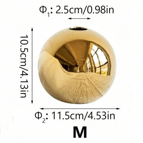 Un vaso sferico dorato di lusso, leggero, adatto per soggiorno, studio, scrivania, decorazione dell'ingresso, fiori freschi in vaso_voghion.com