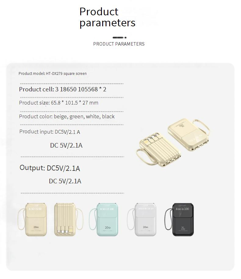 Tragbare Powerbank mit 20.000 mAh, Schnellladefunktion und integrierten Kabeln | Kompakt und leistungsstark | Kompatibel mit mehreren Geräten | Reisefreundlich_voghion.com