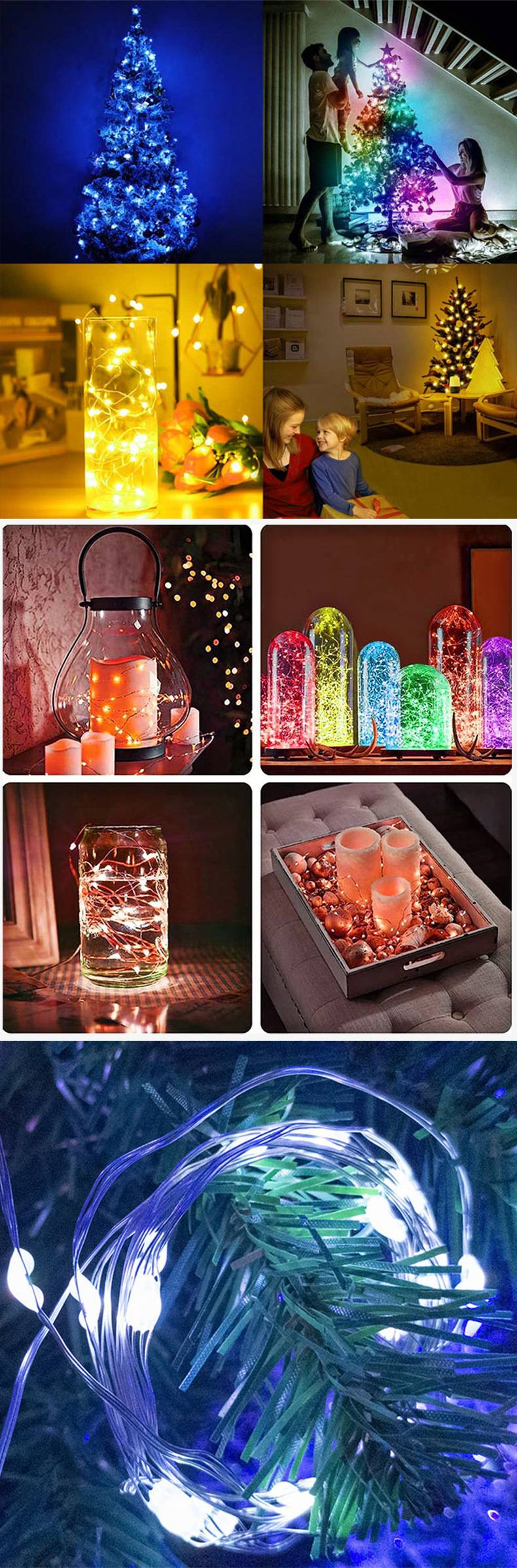 USB Bluetooth Fairy Lights With APP Control, 5V RGB LED Copper Wire String Lights For Christmas, Party, Home Decoration (Waterproof, 10 LED/m)_voghion.com