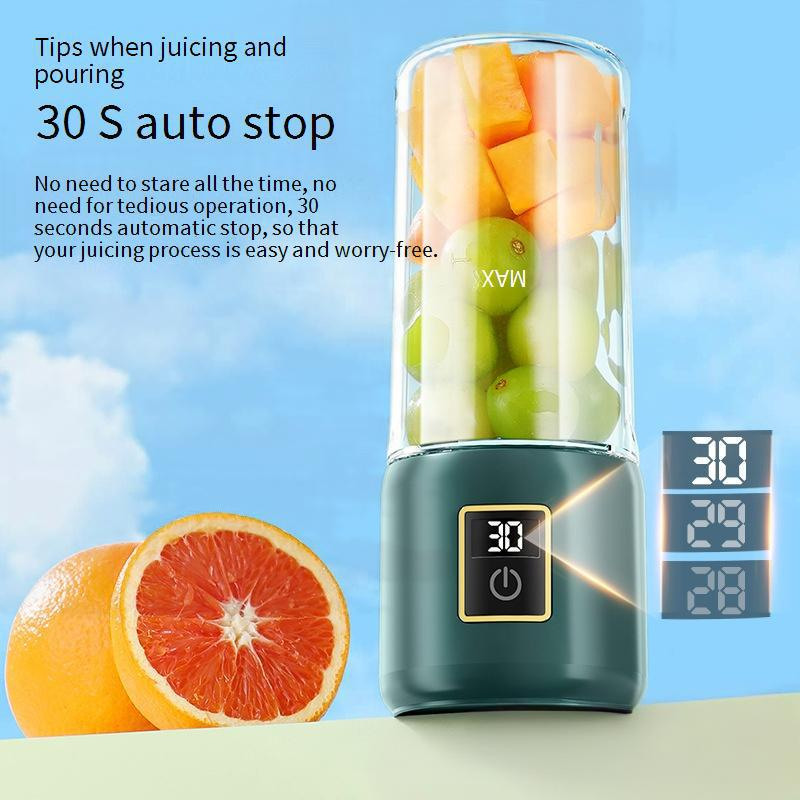 Wireless Portable Juicer Blender With 12 Blades, 500ml Glass Cup, USB Rechargeable, For Fruits & Vegetables, Baby Food, Smoothies, Travel & Home Use_voghion.com