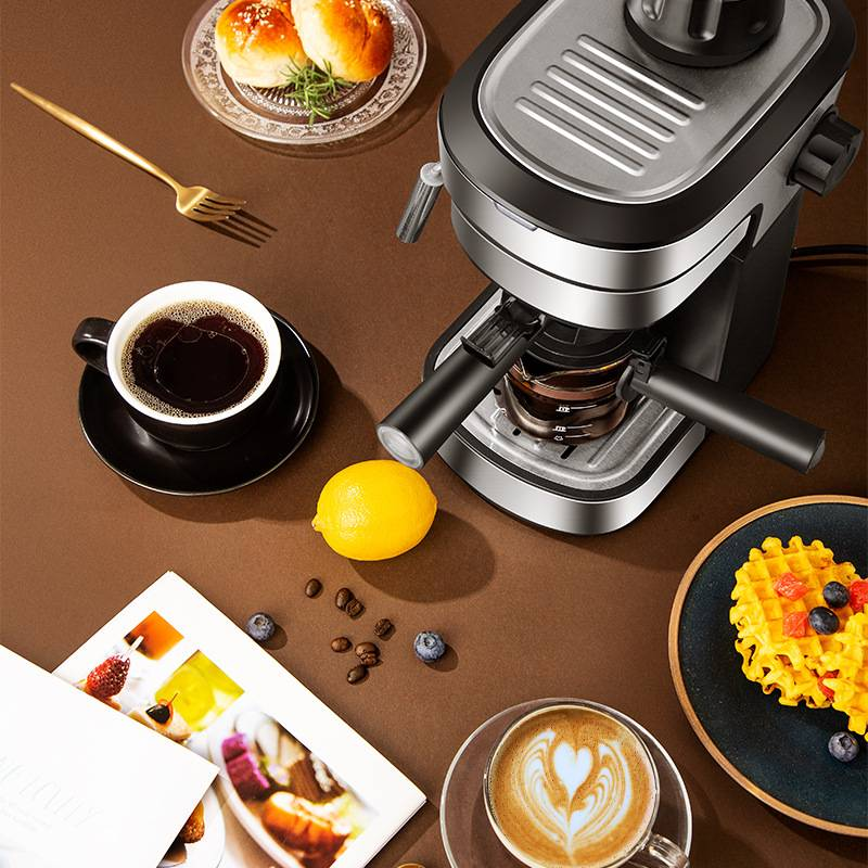 ZZUOM Halbautomatische Espressomaschine für den privaten und gewerblichen Gebrauch, Dampfmilchaufschäumer, 800 W, 0,5-l-Tank, Edelstahl, EU-Stecker_voghion.com