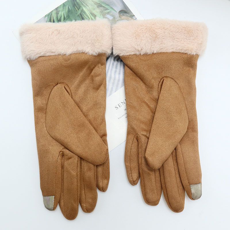 Winter Suede Gloves For Cycling: Windproof, Warm, Fleece-Lined, Cold-Resistant, Touchscreen Compatible_voghion.com