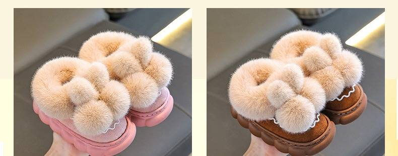 Unisex Kinder Winterstiefeletten mit Plüschfutter - Rutschfeste Hausschuhe für drinnen und draußen mit Fersenabdeckung Modetrends_voghion.com