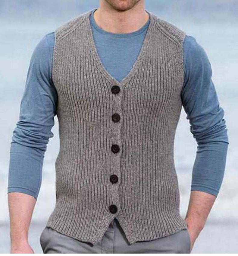 Heren herfst en winter nieuwe gebreide trui slim fit met onderkant wollen gebreid vest SY0163_voghion.com