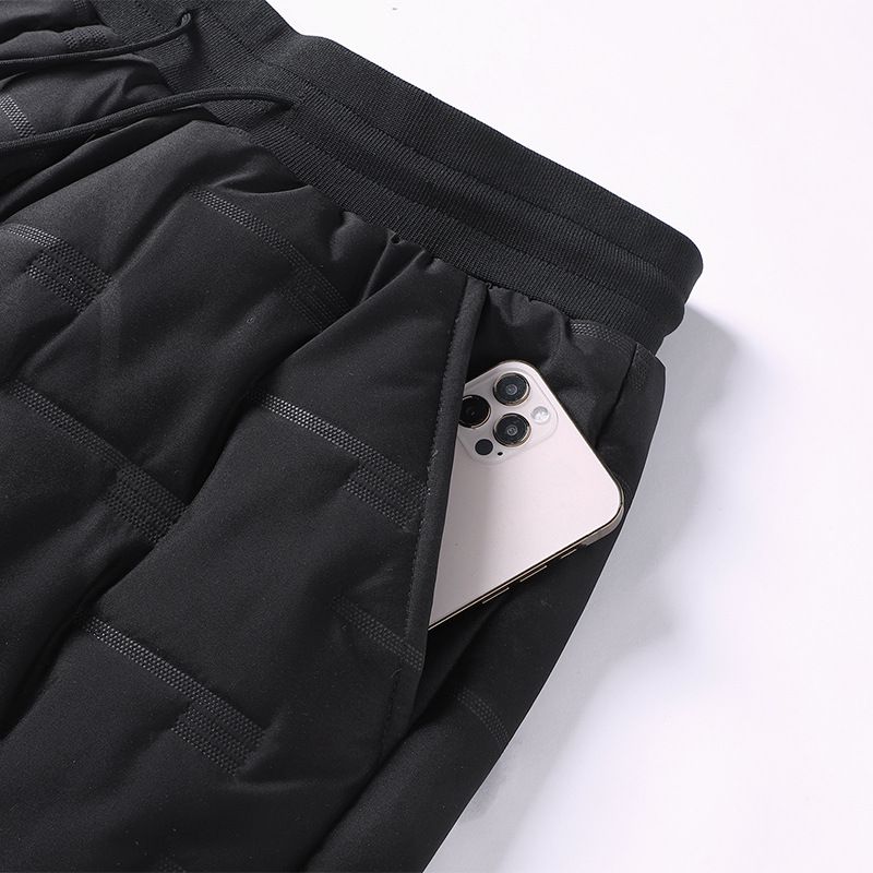 "Men's Fleece-Lined Winter Pants – Thickened Polyester Thermal Joggers With Elastic Waist (Black, M-5XL)"_voghion.com