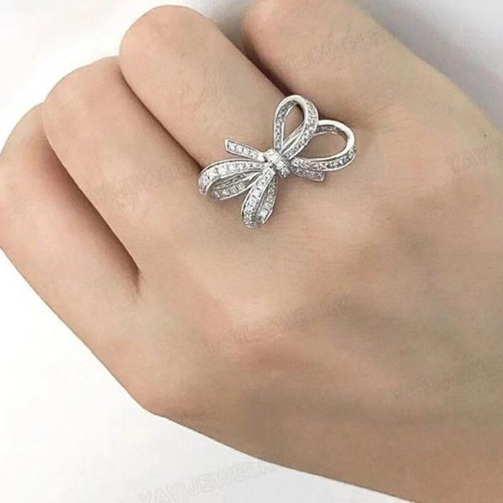 Bague nœud papillon simulé en carats, bijou de fiançailles luxueux pour une personnalité mondaine_voghion.com