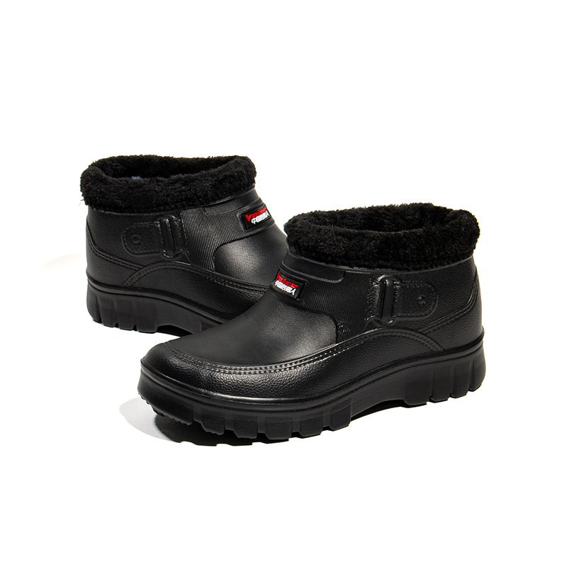 Waterproof cotton boots rain shoes velvet medium tube cotton shoes men's outdoor winter men's shoes cotton shoes snow boots men's casual shoes_voghion.com
