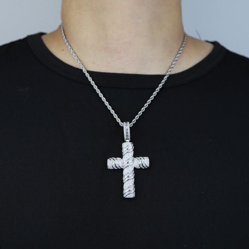 Ins Cross Zircon hänge Fashion Diamond Dubbade Full Diamond mäns hänge halsband_voghion.com