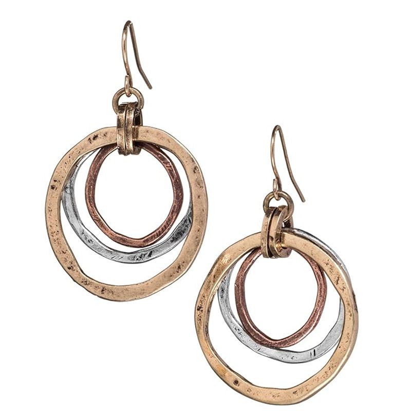 Stylish Vintage Earrings Bohemian Round Three Loop Ear Hook Earrings Earrings Necklace_voghion.com
