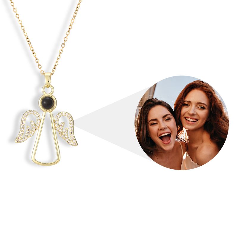 Cross-Border Christmas New Necklace Angel Wings Projection Photo Custom Gift_voghion.com