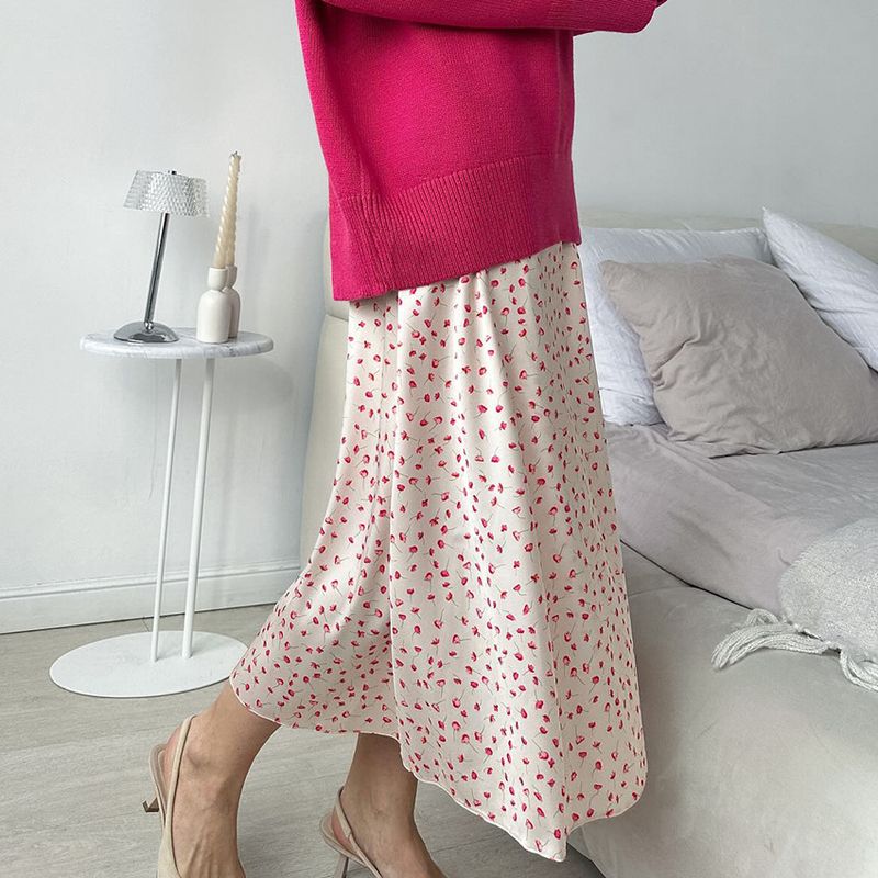 Gonna a sirena a vita alta floreale da donna, temperamento alla moda, pendolarismo, tutto abbinato_voghion.com