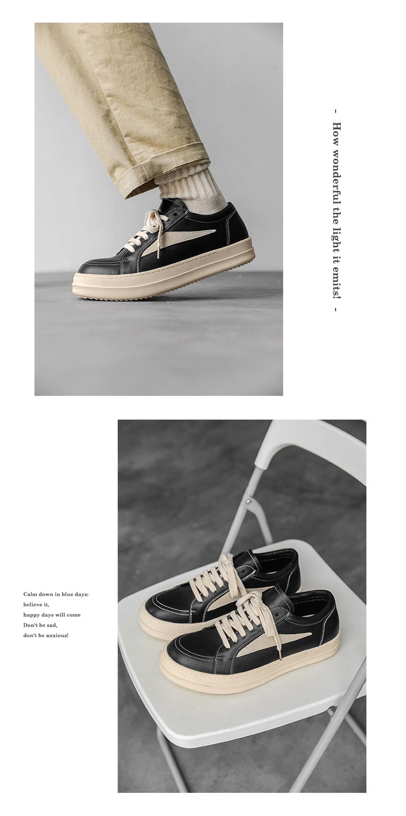 Cleanfit Trendy Ro Inverted Triangle Sneakers Men's Casual German Training Couple Warped Normcore Big Head Derby Shoes_voghion.com