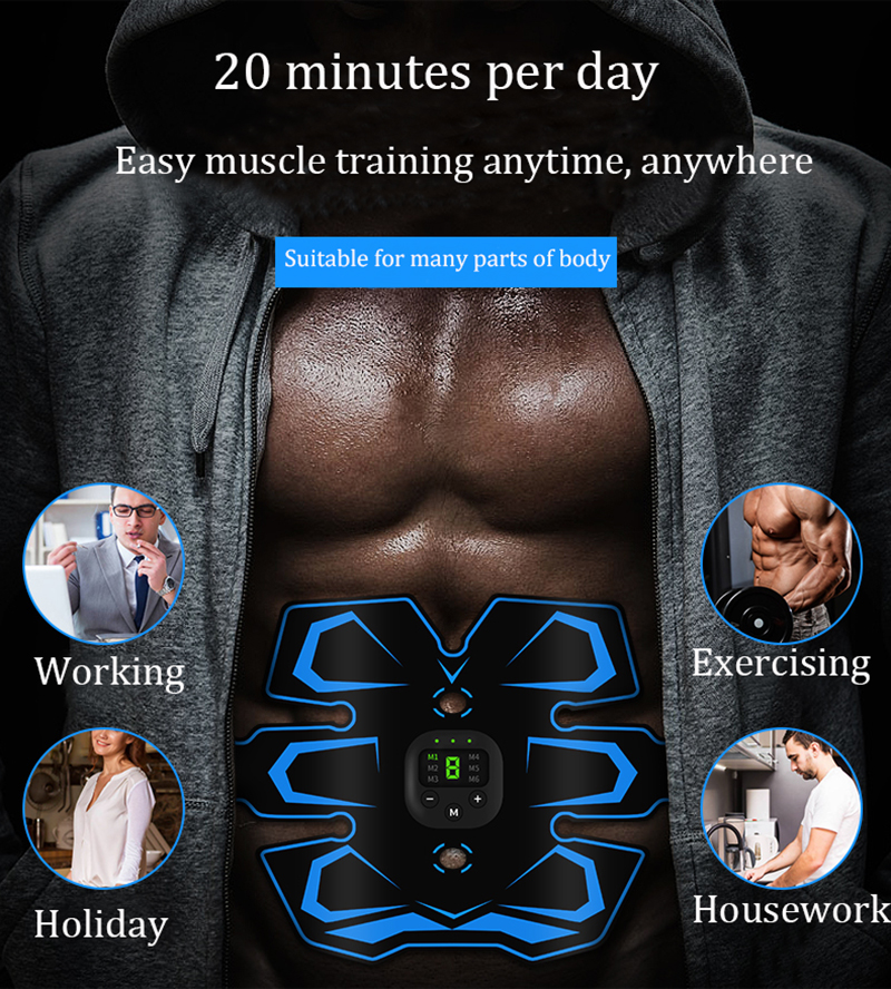 EMS Elektrischer intelligenter Muskelstimulator Fiess Trainer Bauchmuskeltraining Gewichtsverlust Aufkleber Körperabnehmen M 70% Rabatt_voghion.com