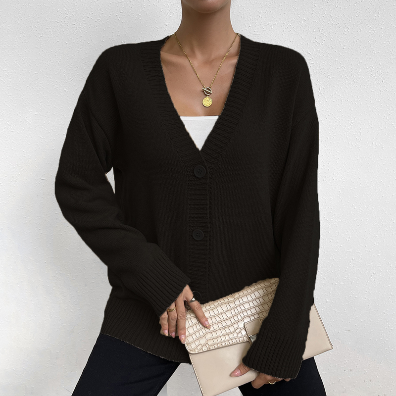 Damenbekleidung ins Pullover-Cardigan mit Knopfleiste für Damen_voghion.com