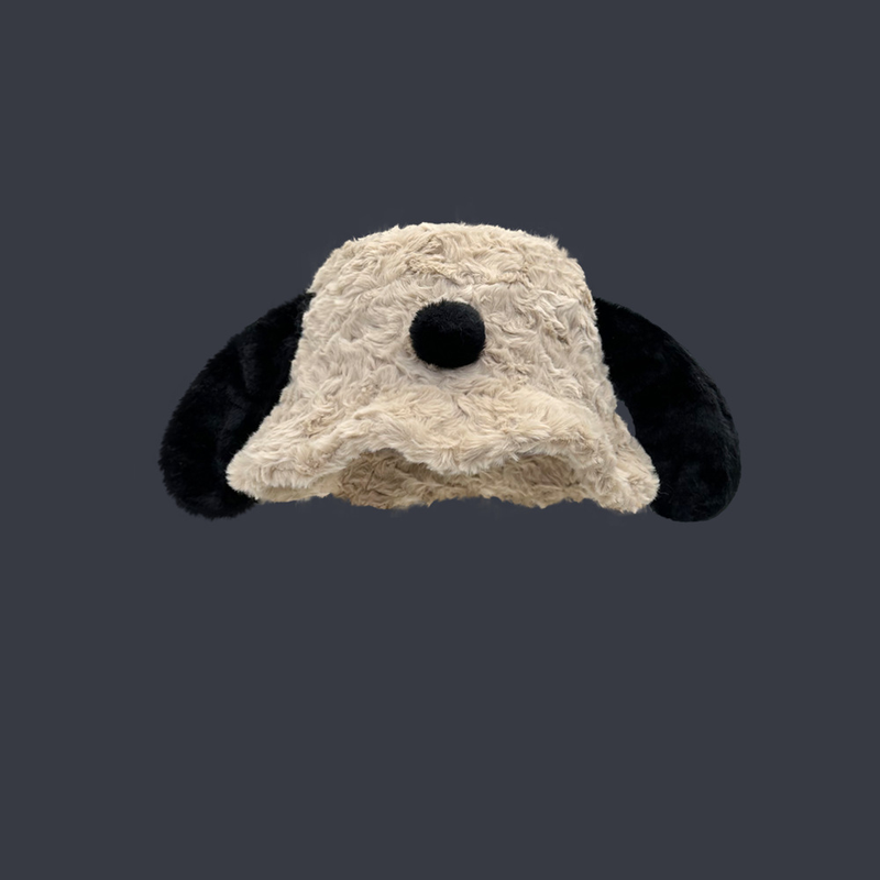 Dog Ears Fisherman Women's Autumn and Winter Korean Edition Big Headed Plush Bucket Cute Face Small Warm Hat_voghion.com