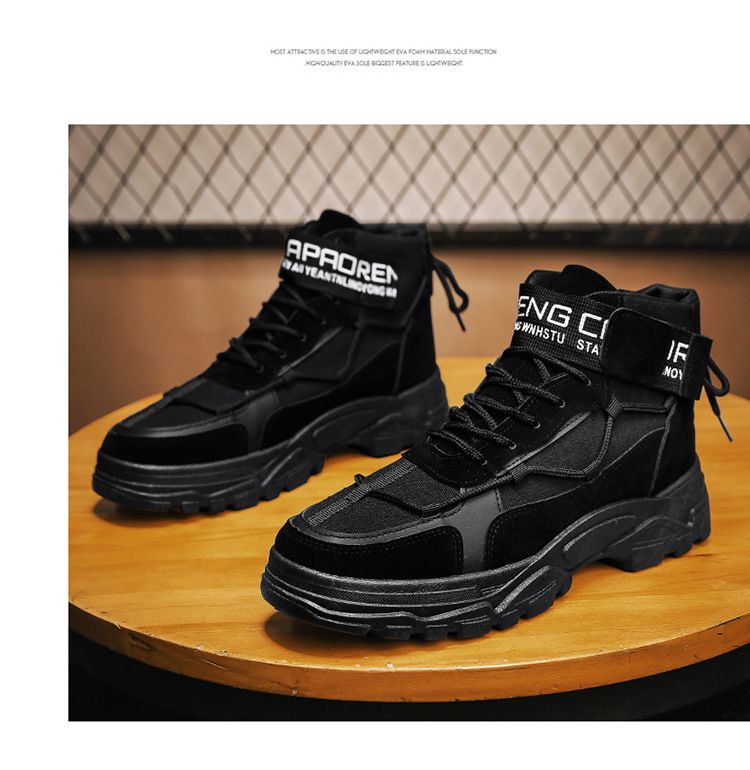 Autumn and Winter high-top break lace-up Martin boots breathable outdoor sports platform shoes men's round toe trendy single-layer shoes batch_voghion.com