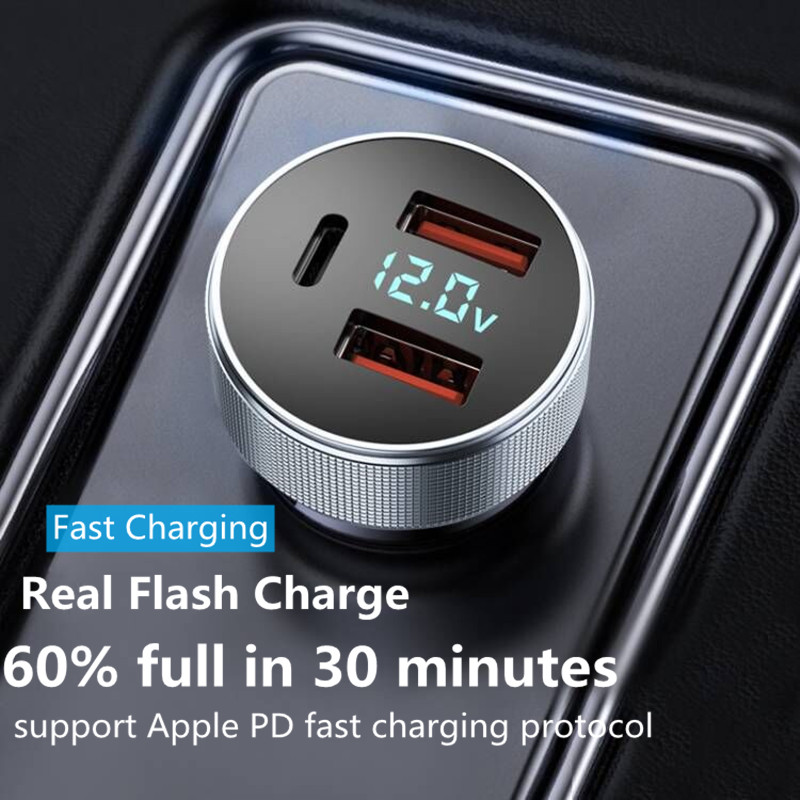 80W Acgicea USB Car Charger PD Type C Dual USB Port Car Charger Quick Charger fir iPhone 14 13 Xiaomi Samsung    _voghion.com