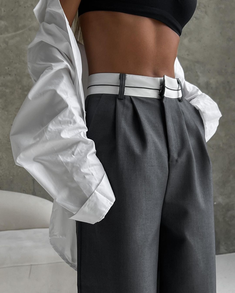 Spring New Solid Color Fashionable Slim Casual Trousers Niche Design Floor Length Suit Pants_voghion.com