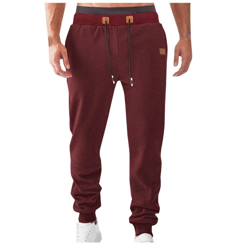 Herren-Fleece-Jogginghose – Lässige Polyester-Sweatpants mit schmal zulaufendem Beinabschluss, elastischem Bund und Taschen (Schwarz/Marineblau/Weiß/Khaki/Burgunderrot/Grau)_voghion.com