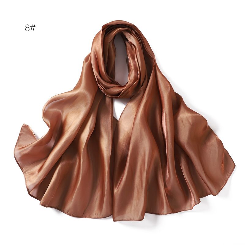 Unisex Solid color soft shimmering satin scarf women's scarf sunblock shawl Muslim_voghion.com