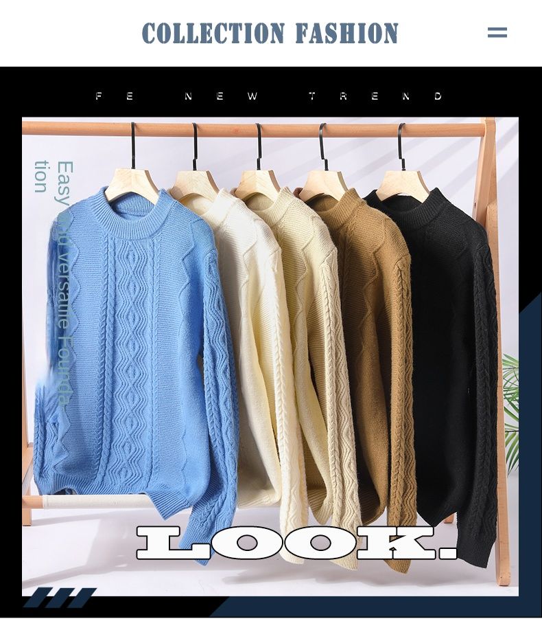 Comfortabele kasjmier gebreide trui voor tieners in de herfst en winter, kwaliteits gebreide trui_voghion.com
