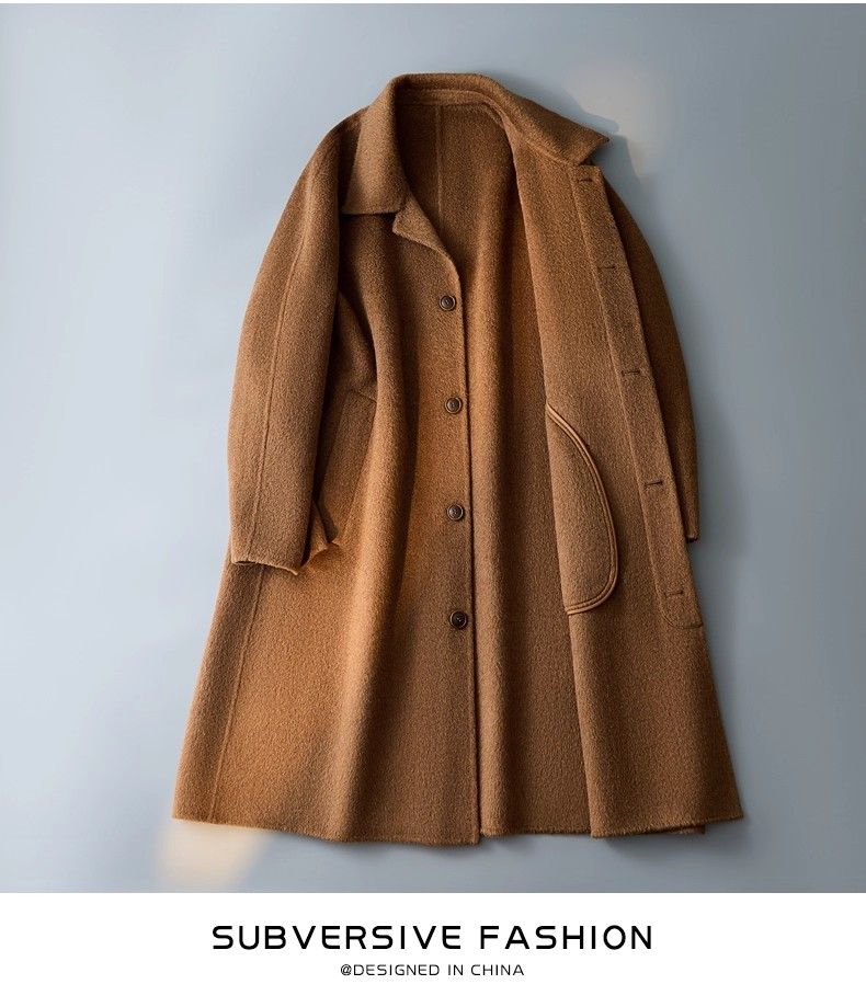 Double-Sided Wool Coat For Men, Mid-Length, 2025 New Autumn High-End Korean Style Simple Trench Coat, Men's Fashion_voghion.com