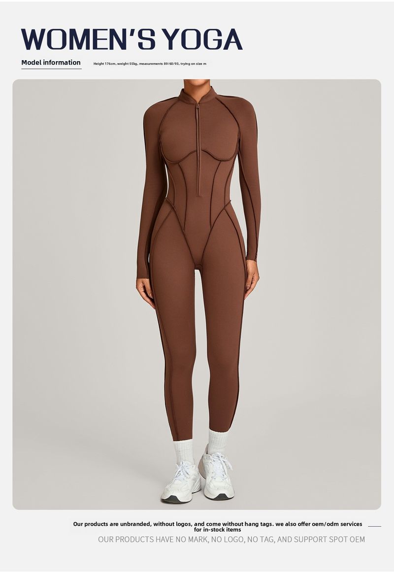 European And American Winter Stand Collar Jumpsuit Half Zipper One-piece Fitness For Women High-intensity Exercise Yoga_voghion.com