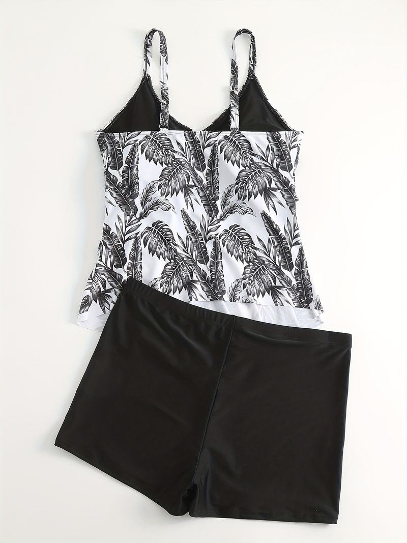 Bikini-Set mit Blumenmuster in Übergröße – dezente Bademode für Damen (Hosen mit hoher Taille, Bauchkontrolle, volle Bedeckung, für Strand und Pool)_voghion.com