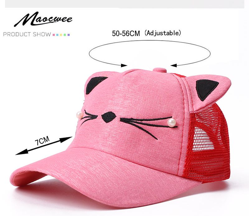 Baseballmütze mit Katzenohren für Kinder, Mädchen, Jungen, Perlen, verstellbar, Sommer, Sonnenhut, süße Baby-/Kind-Snapback_voghion.com