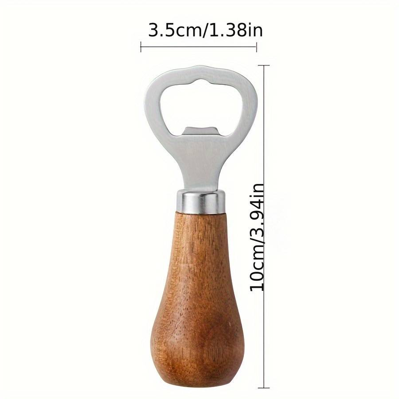 1PC Bierflaschenöffner Massivholzgriff Edelstahl Flaschenöffner für den Hausgebrauch_voghion.com