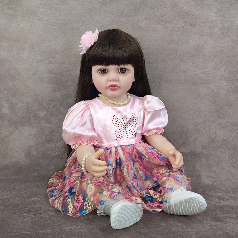 22 Zoll lebensechte Reborn-Puppen, realistische Vollsilikon-Baby-Vinyl-55CM-Simulationspuppe, neugeborenes Mädchen, Prinzessin, Kleinkind-Spielzeug-Geschenk_voghion.com